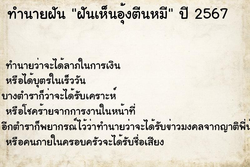 ทำนายฝันทำนายฝันฝันเห็นอุ้งตีนหมี