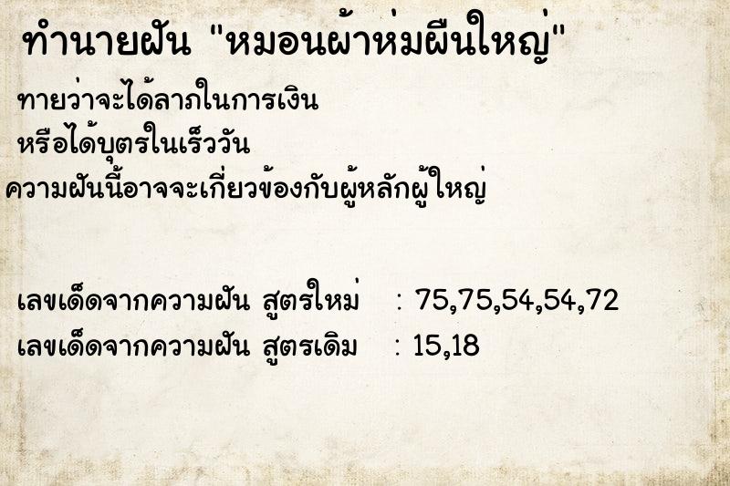 ทำนายฝันหมอนผ้าห่มผืนใหญ่ ทำนายฝันทำนายฝันหมอนผ้าห่มผืนใหญ่