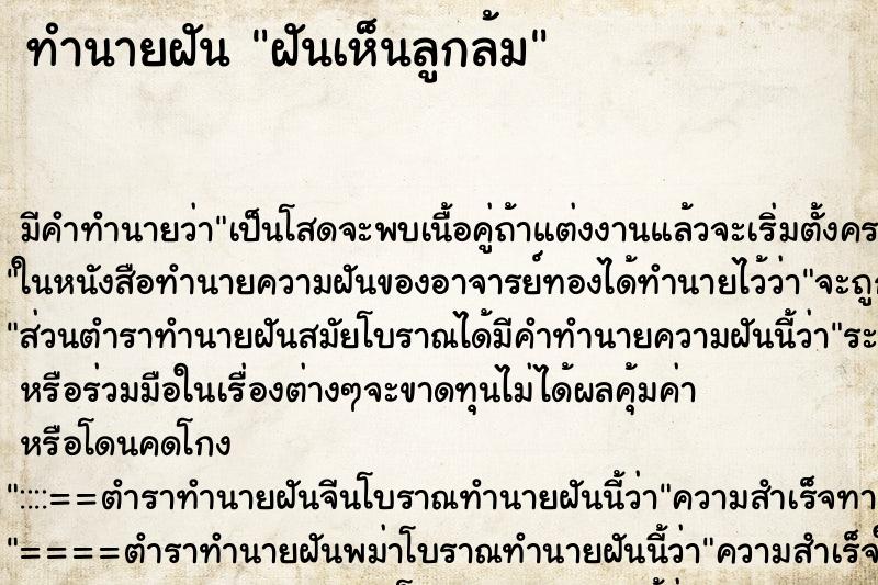 ทำนายฝันฝันเห็นลูกล้ม ทำนายฝันทำนายฝันฝันเห็นลูกล้ม