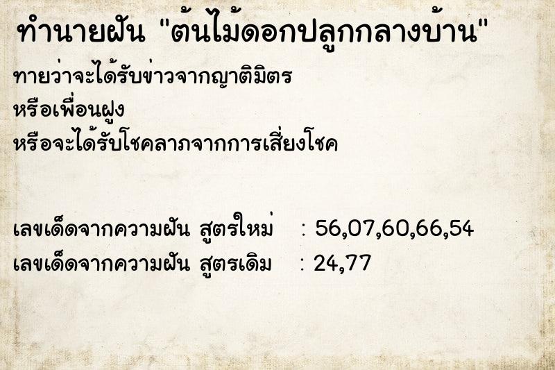 ทำนายฝันทำนายฝันต้นไม้ดอกปลูกกลางบ้าน
