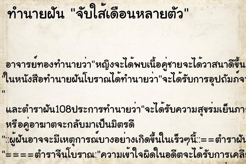 ทำนายฝัน จับใส้เดือนหลายตัว ตำราโบราณ แม่นที่สุดในโลก