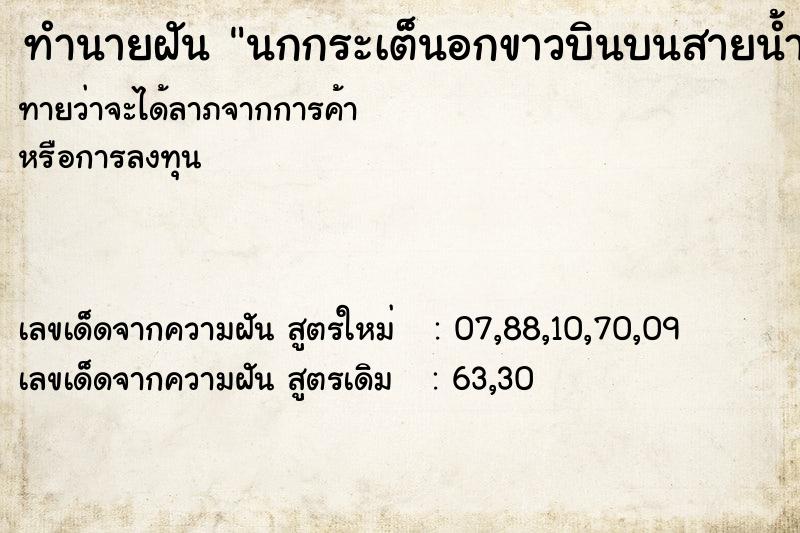 ทำนายฝันนกกระเต็นอกขาวบินบนสายน้ำ ทำนายฝันทำนายฝันนกกระเต็นอกขาวบินบนสายน้ำ