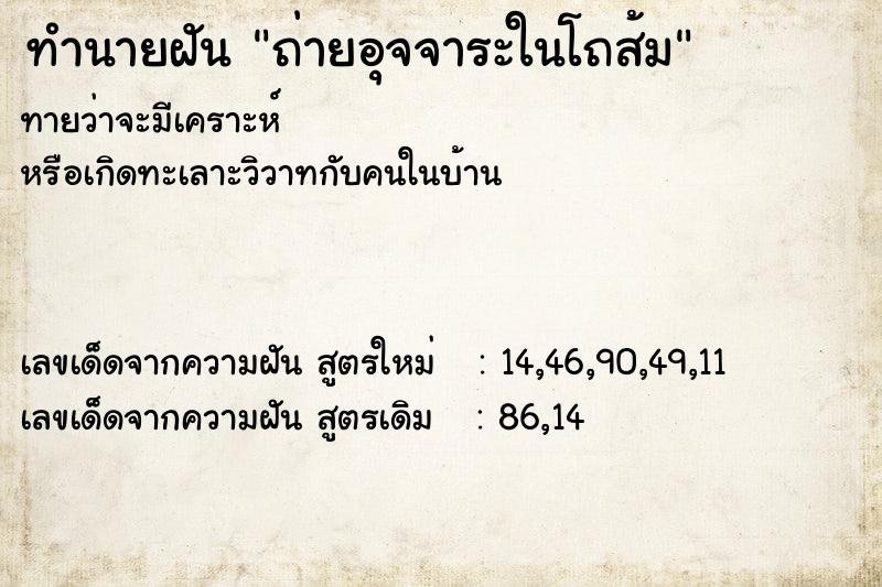 ทำนายฝันทำนายฝันถ่ายอุจจาระในโถส้ม