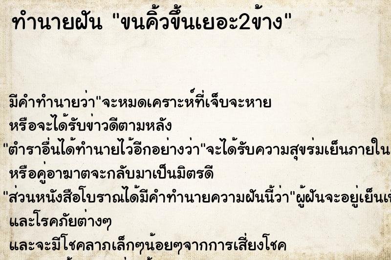 ทำนายฝันขนคิ้วขึ้นเยอะ2ข้าง ทำนายฝันทำนายฝันขนคิ้วขึ้นเยอะ2ข้าง