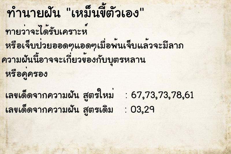 ทำนายฝันทำนายฝันเหม็นขี้ตัวเอง