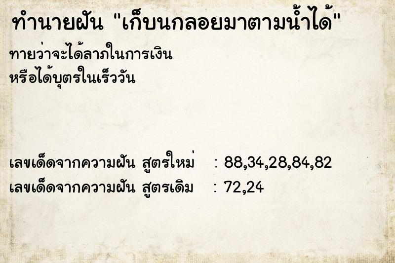ทำนายฝันทำนายฝันเก็บนกลอยมาตามน้ำได้