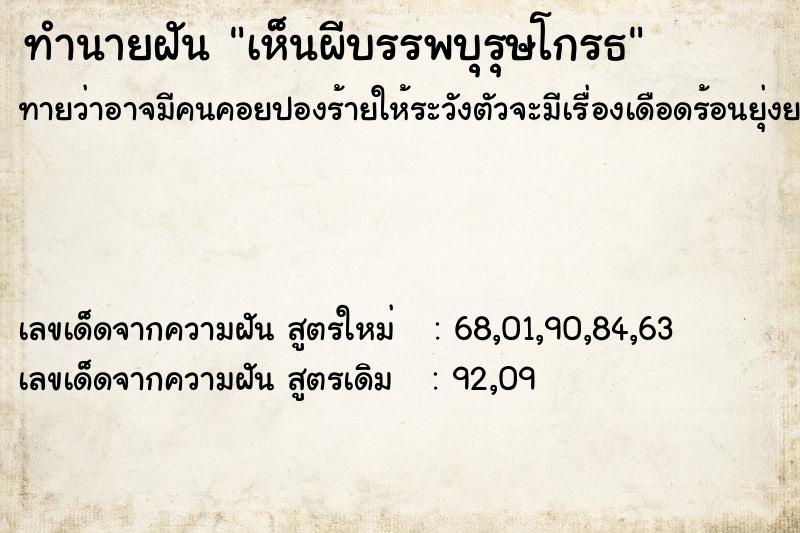 ทำนายฝันทำนายฝันเห็นผีบรรพบุรุษโกรธ