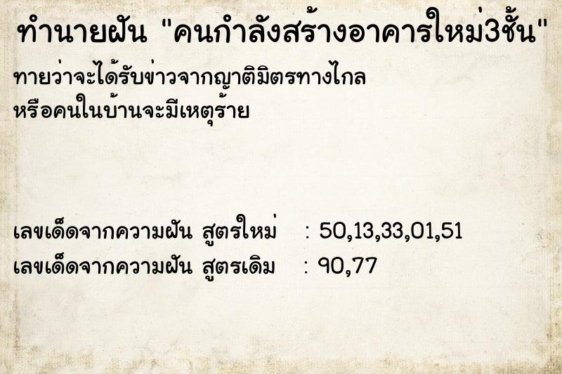 ทำนายฝันคนกำลังสร้างอาคารใหม่3ชั้น ทำนายฝันทำนายฝันคนกำลังสร้างอาคารใหม่3ชั้น