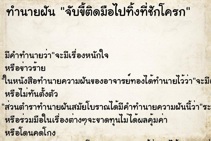 ทำนายฝัน จับขี้ติดมือไปทิ้งที่ชักโครก ทำนายฝัน จับขี้ติดมือไปทิ้งที่ชักโครก