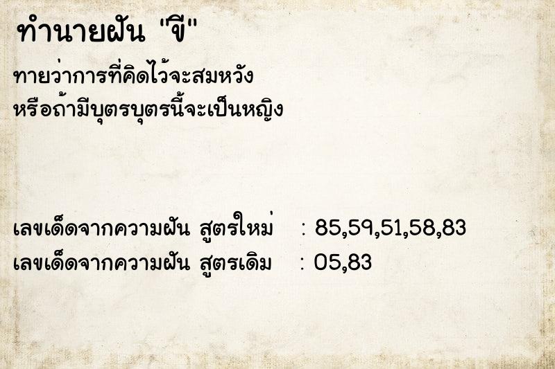 ทำนายฝันขี ทำนายฝันทำนายฝันขี