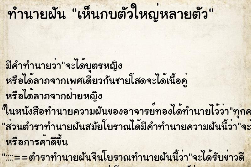 ทำนายฝันทำนายฝันเห็นกบตัวใหญ่หลายตัว