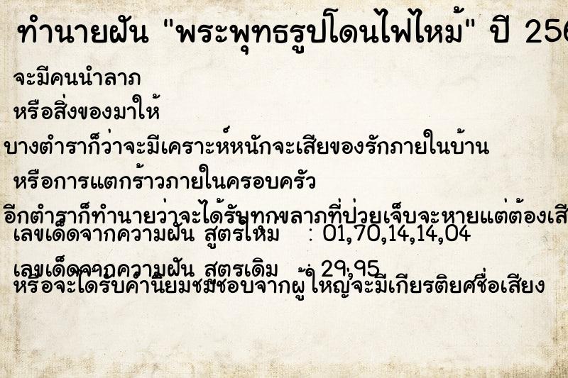 ทำนายฝัน พระพุทธรูปโดนไฟไหม้ ทำนายฝัน พระพุทธรูปโดนไฟไหม้