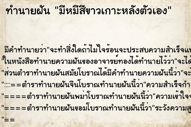 ทำนายฝันทำนายฝันมีหมีสีขาวเกาะหลังตัวเอง