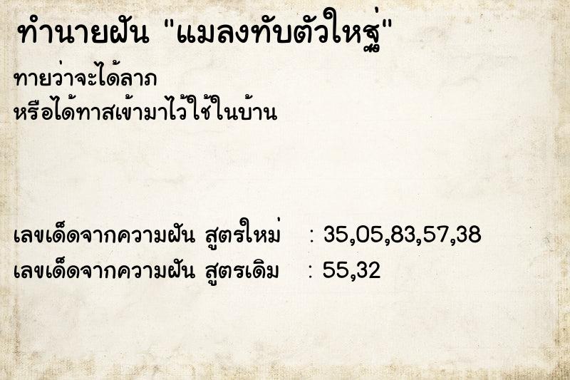ทำนายฝันทำนายฝันแมลงทับตัวใหฐ่