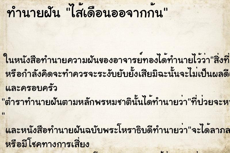 ทำนายฝัน ไส้เดือนออจากก้น ทำนายฝัน ไส้เดือนออจากก้น