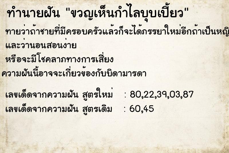 ทำนายฝันขวญเห็นกำไลบุบเปี้ยว ทำนายฝันทำนายฝันขวญเห็นกำไลบุบเปี้ยว