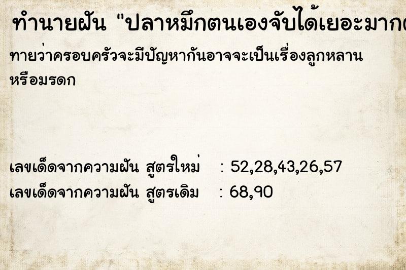 ทำนายฝันปลาหมึกตนเองจับได้เยอะมากตัวใหญ่ ทำนายฝันทำนายฝันปลาหมึกตนเองจับได้เยอะมากตัวใหญ่