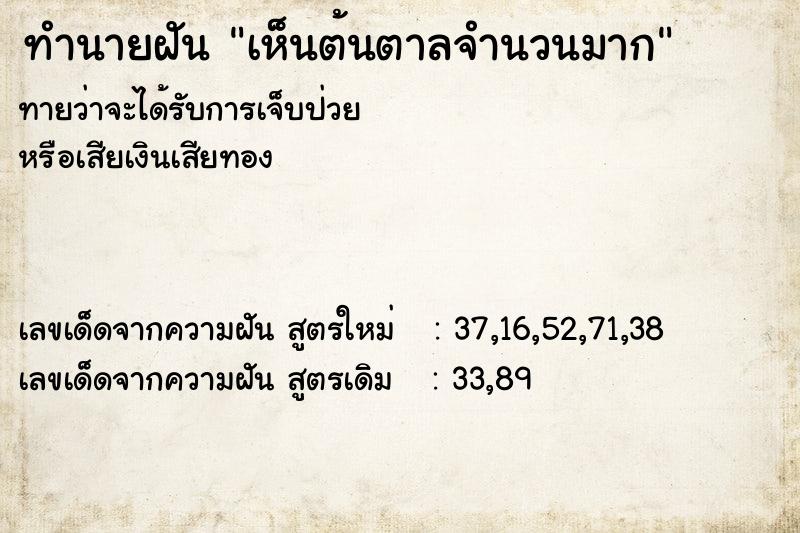ทำนายฝันเห็นต้นตาลจำนวนมาก ทำนายฝันทำนายฝันเห็นต้นตาลจำนวนมาก