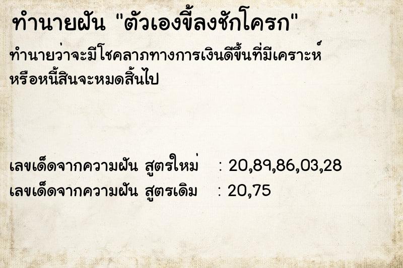 ทำนายฝันทำนายฝันตัวเองขี้ลงชักโครก