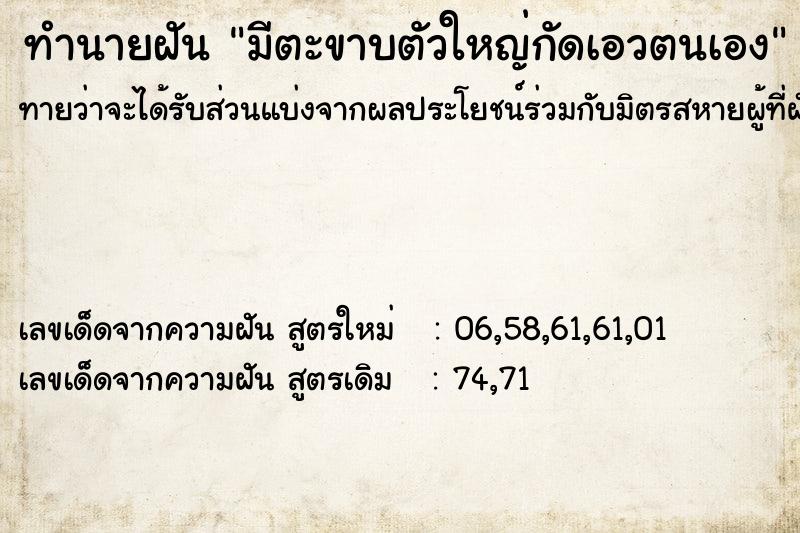 ทำนายฝันมีตะขาบตัวใหญ่กัดเอวตนเอง ทำนายฝันทำนายฝันมีตะขาบตัวใหญ่กัดเอวตนเอง