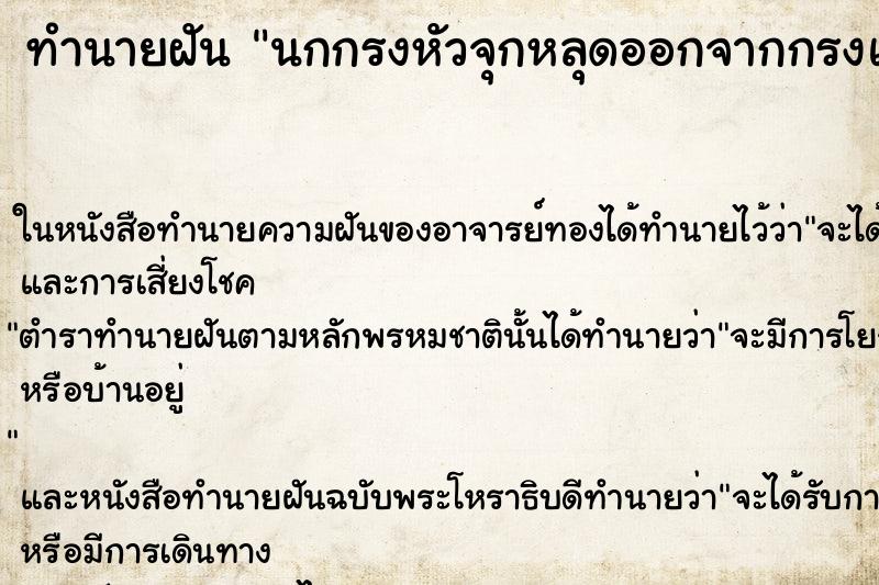ทำนายฝันนกกรงหัวจุกหลุดออกจากกรงแต่จับได้ ทำนายฝันทำนายฝันนกกรงหัวจุกหลุดออกจากกรงแต่จับได้