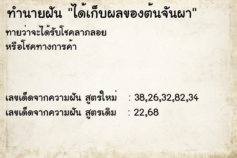 ทำนายฝันทำนายฝันได้เก็บผลของต้นจันผา
