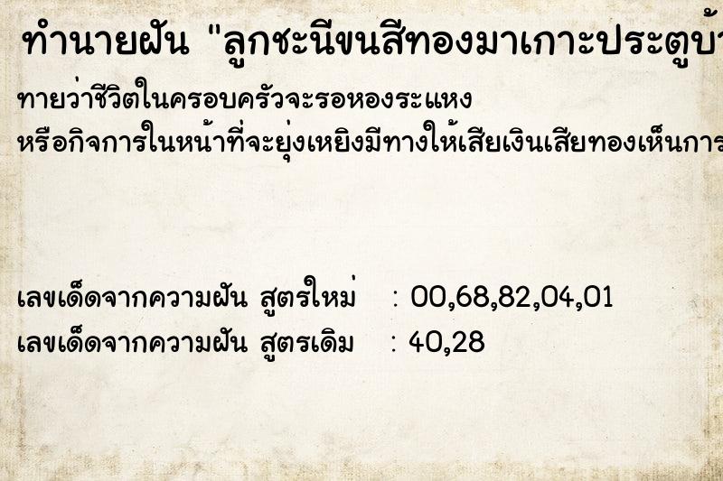 ทำนายฝัน ลูกชะนีขนสีทองมาเกาะประตูบ้าน ทำนายฝัน ลูกชะนีขนสีทองมาเกาะประตูบ้าน