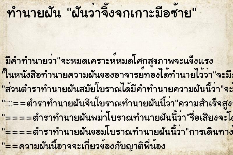 ทำนายฝัน ฝันว่าจิ้งจกเกาะมือซ้าย ตำราโบราณ แม่นที่สุดในโลก