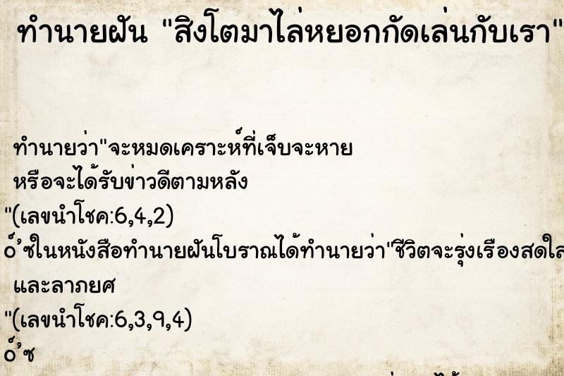 ทำนายฝัน สิงโตมาไล่หยอกกัดเล่นกับเรา