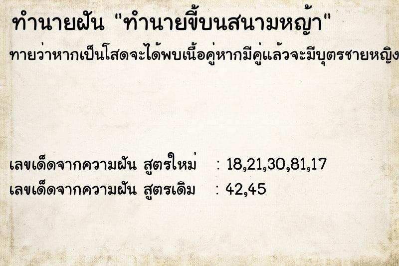 ทำนายฝันทำนายฝันทำนายขี้บนสนามหญ้า