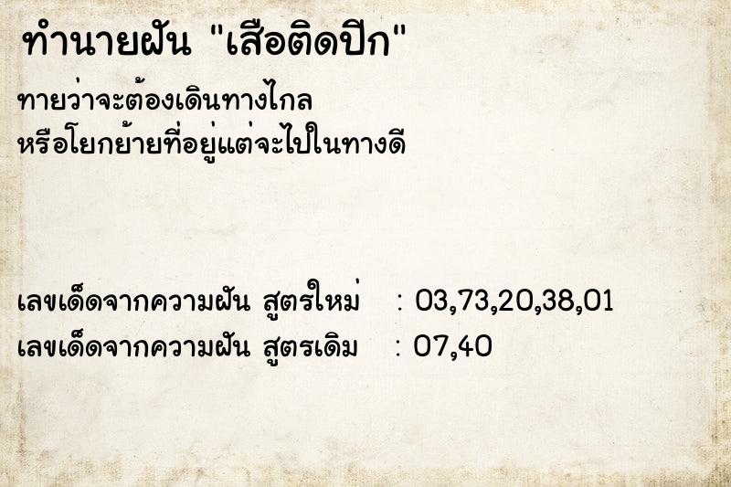 ทำนายฝันทำนายฝันเสือติดปีก