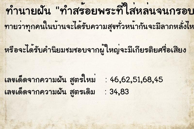 ทำนายฝันทำนายฝันทำสร้อยพระที่ใส่หล่นจนกรอบพระแตก