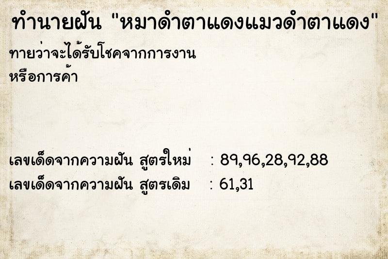ทำนายฝันทำนายฝันหมาดำตาแดงแมวดำตาแดง