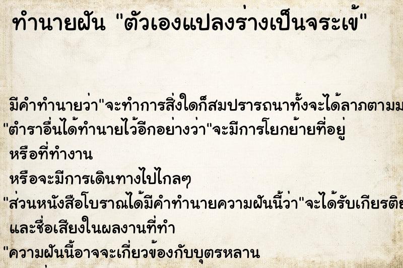 ทำนายฝัน ตัวเองแปลงร่างเป็นจระเข้ ทำนายฝัน ตัวเองแปลงร่างเป็นจระเข้