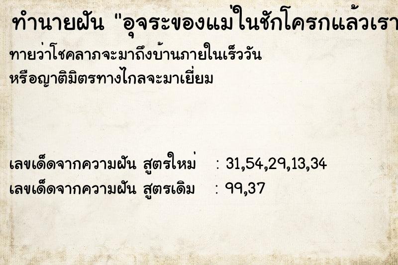 ทำนายฝันอุจระของแม่ในชักโครกแล้วเราเอาย้ำราดทิ้ง ทำนายฝันทำนายฝันอุจระของแม่ในชักโครกแล้วเราเอาย้ำราดทิ้ง