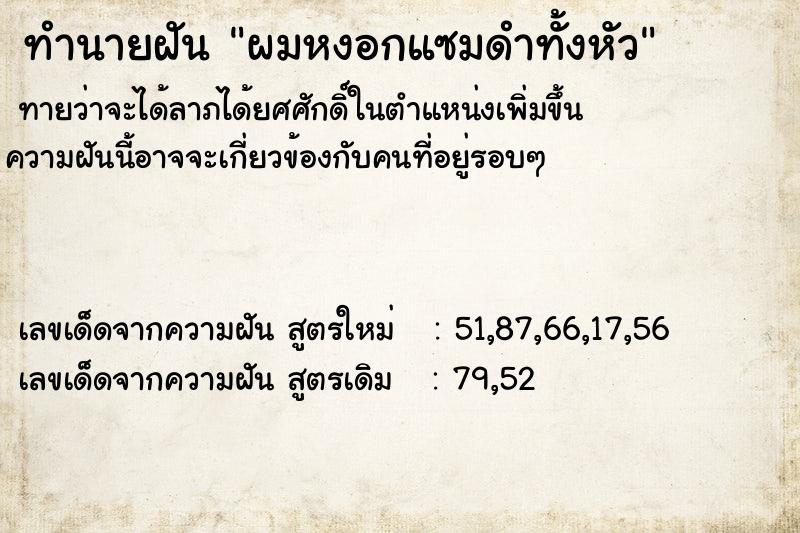 ทำนายฝันทำนายฝันผมหงอกแซมดำทั้งหัว