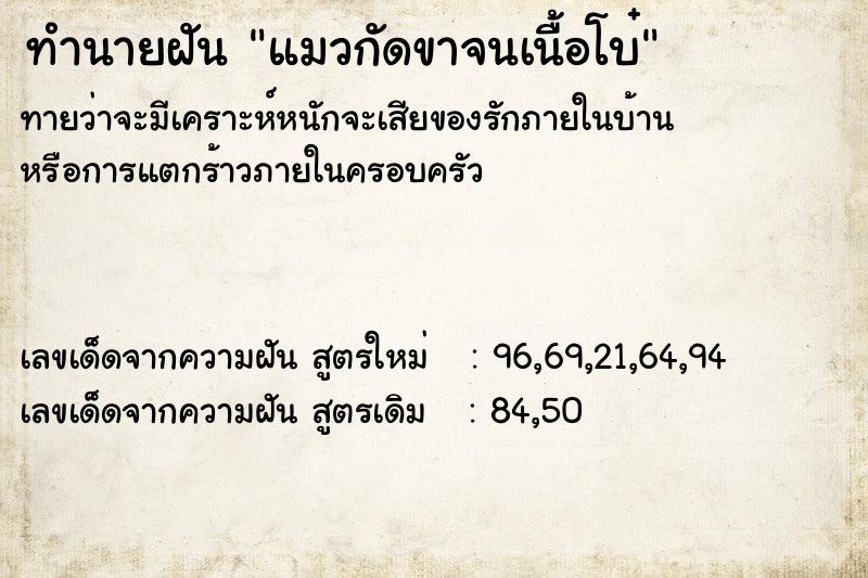 ทำนายฝันทำนายฝันแมวกัดขาจนเนื้อโบ๋