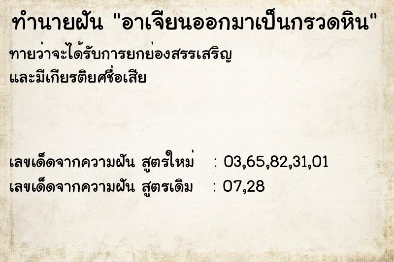 ทำนายฝันอาเจียนออกมาเป็นกรวดหิน ทำนายฝันทำนายฝันอาเจียนออกมาเป็นกรวดหิน