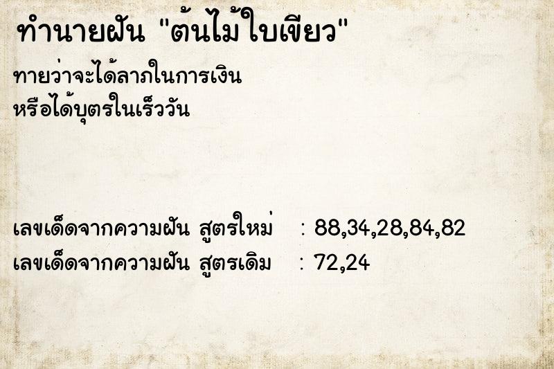 ทำนายฝันทำนายฝันต้นไม้ใบเขียว