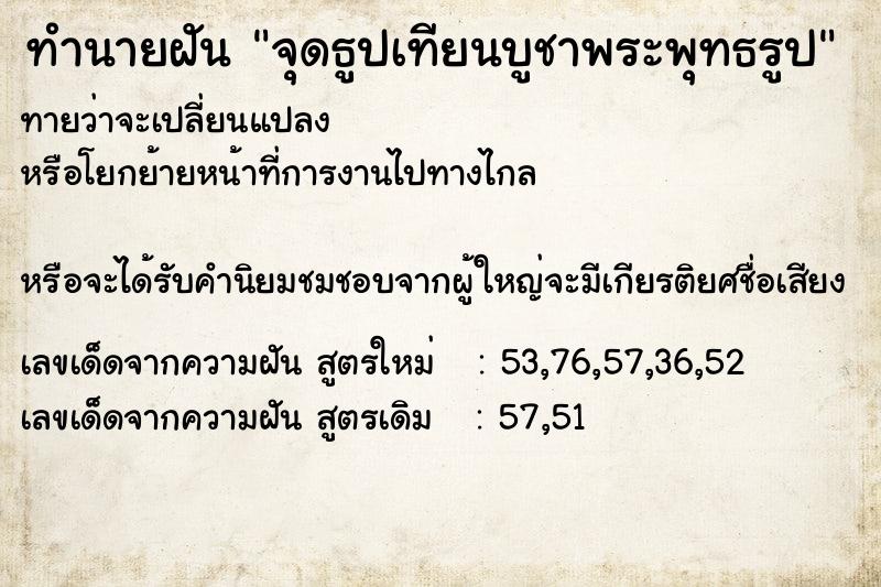 ทำนายฝันทำนายฝันจุดธูปเทียนบูชาพระพุทธรูป