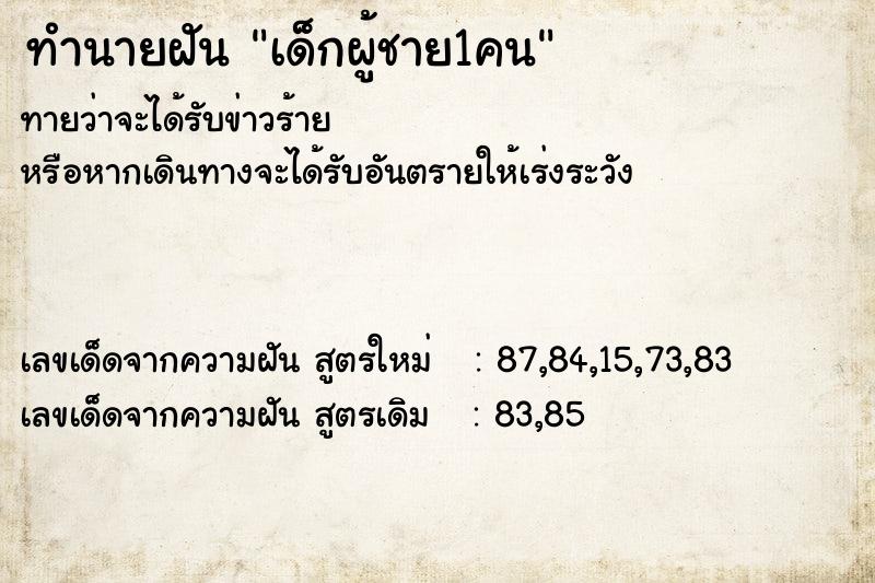 ทำนายฝันเด็กผู้ชาย1คน ทำนายฝันทำนายฝันเด็กผู้ชาย1คน