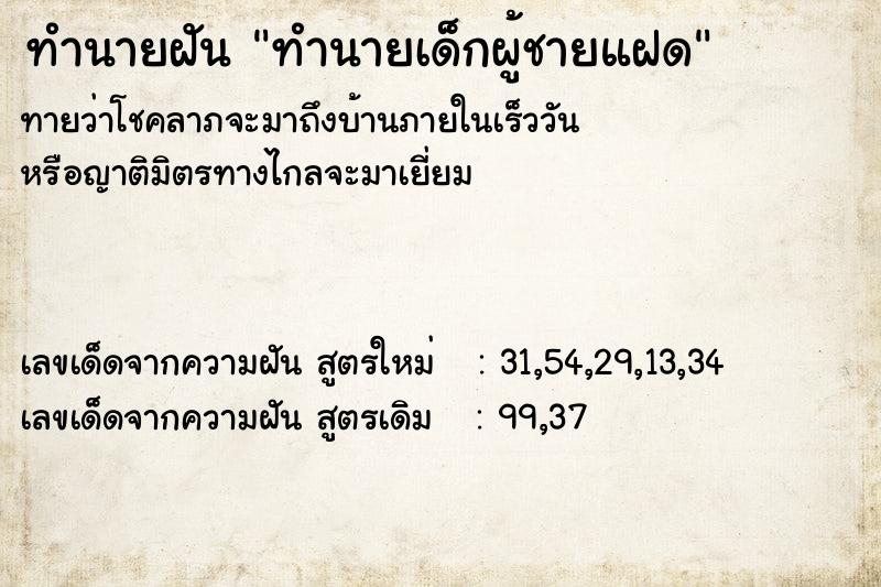 ทำนายฝันทำนายเด็กผู้ชายแฝด ทำนายฝันทำนายฝันทำนายเด็กผู้ชายแฝด