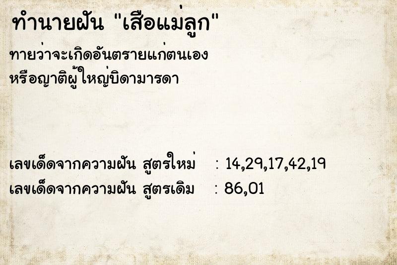 ทำนายฝันทำนายฝันเสือแม่ลูก