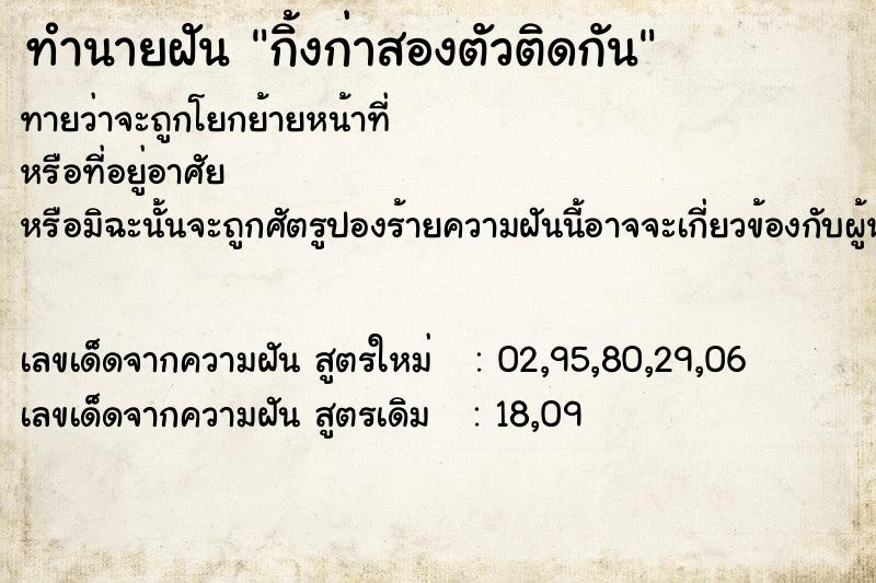 ทำนายฝันทำนายฝันกิ้งก่าสองตัวติดกัน