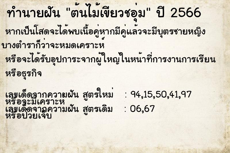 ทำนายฝัน ต้นไม้เขียวชอุ่ม ตำราโบราณ แม่นที่สุดในโลก