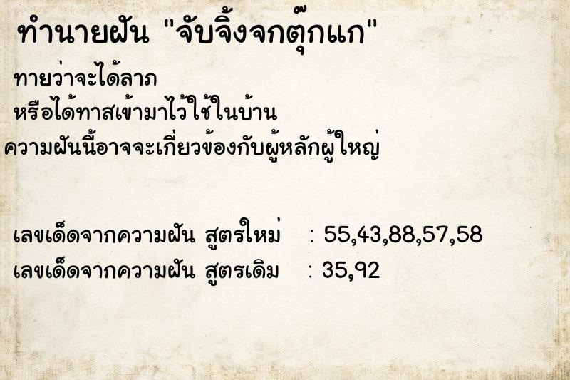 ทำนายฝันทำนายฝันจับจิ้งจกตุ๊กแก