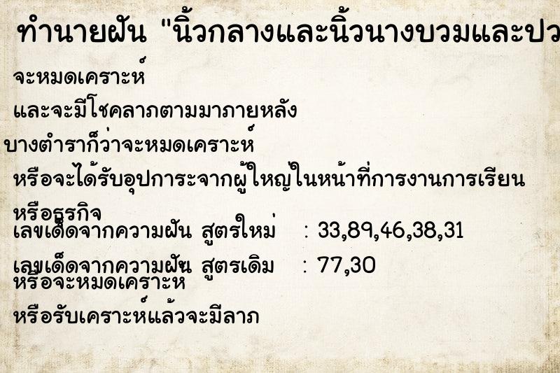 ทำนายฝัน นิ้วกลางและนิ้วนางบวมและปวด