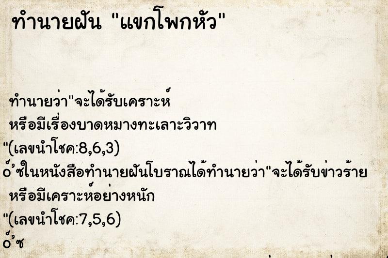 ทำนายฝันทำนายฝันแขกโพกหัว