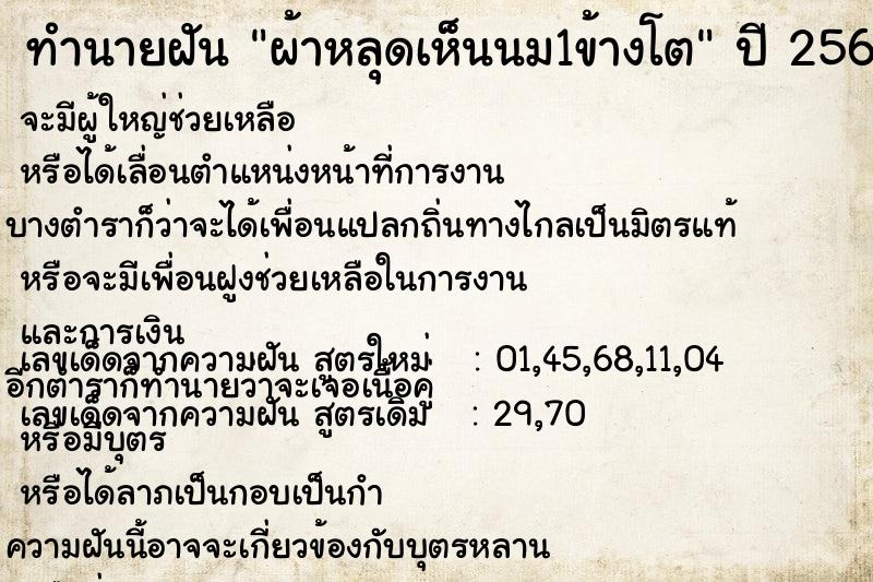 ทำนายฝันผ้าหลุดเห็นนม1ข้างโต ทำนายฝันทำนายฝันผ้าหลุดเห็นนม1ข้างโต