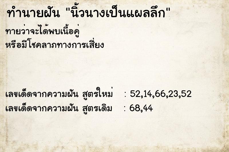 ทำนายฝันนิ้วนางเป็นแผลลึก ทำนายฝันทำนายฝันนิ้วนางเป็นแผลลึก